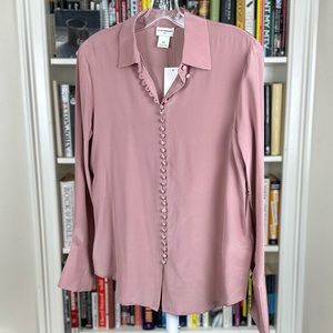NWT Club Monaco Helek silk Shirt, rose petal, size small